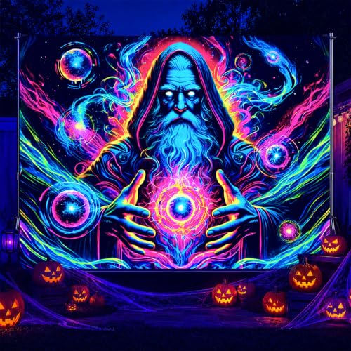 Blacklight Tapestry Wizard Orb Wall Art 78 x 59 Inch