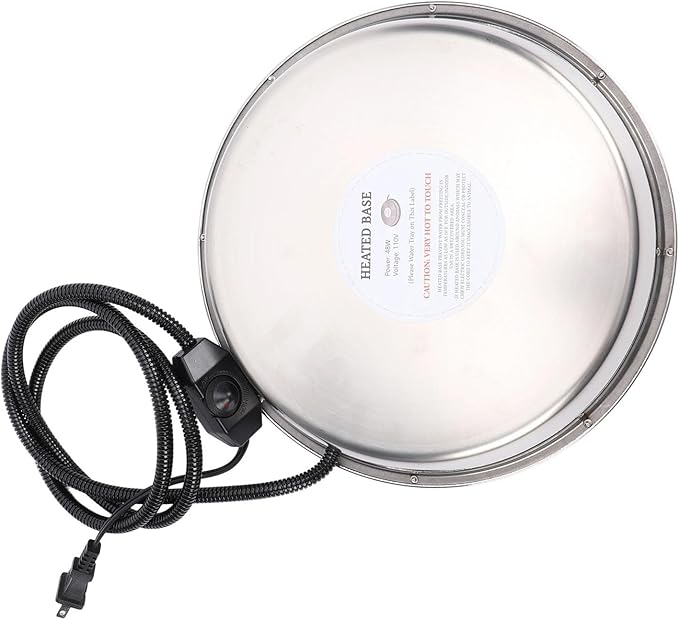 Chicken Water Heater, Thermostat Control Heated Poultry Waterer Base Overheat Protection Poultry Drinker Heater Base for Metal Plastic Poultry Drinker