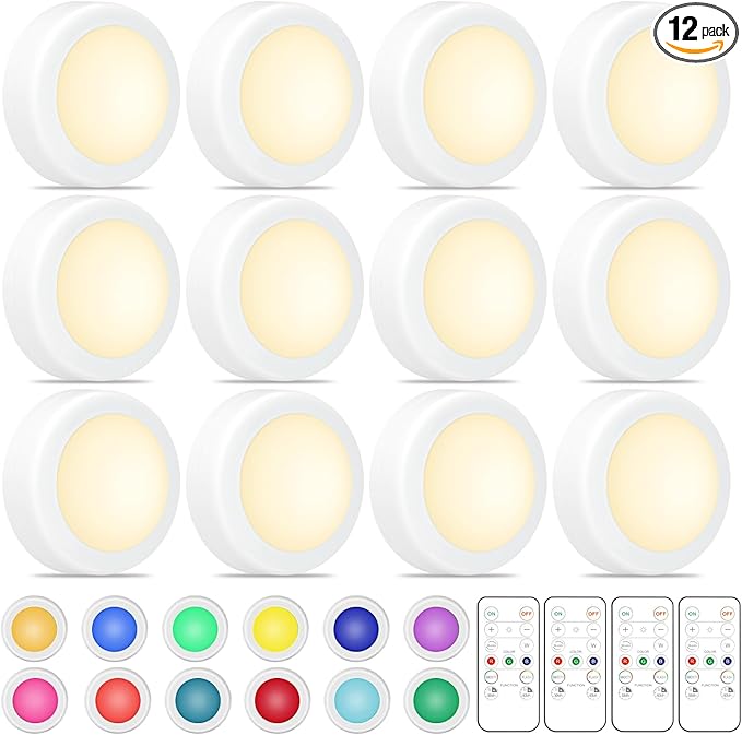Puck Lights with Remote Control, 16 Color Changeable Wireless LED Light