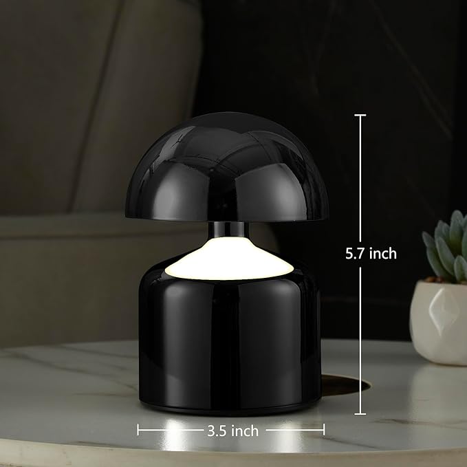 Modern Cordless Mushroom Small Table Lamp Touch LED Lamps, 3-Way Dimmable