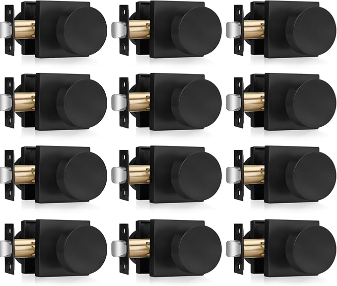Haidms Matte Black Door Knobs Passage, Heavy Duty Square Matte Black Hall and