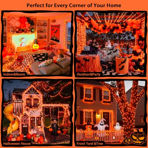 300 LED Orange Lights for Halloween Indoor Outdoor Decor (99 Foot)