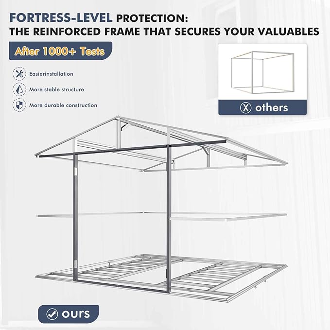 Metal Shed 10x10x7 FT with Floor Kit, Enhance Your Space with Natural Lighting, Outdoor Storage Steel Sheds with Base, Windows, Translucent Roofs, and Lockable Doors, Ideal for Garden & Patio