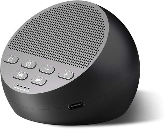 Sound Machine Portable Rechargeable White Noise Machine with 30 Soothing Sounds for Baby Kids Adults 32-Level Vol 4 Timer Brown Noise Sleep Sound Machine for Travel Office Privacy Home