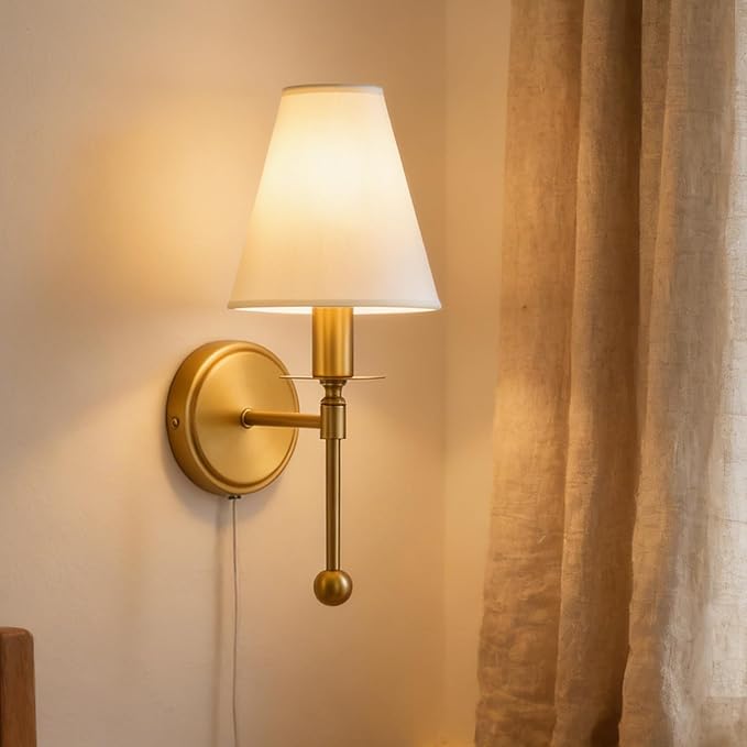 Plug in Dimmable Wall Lamp, Plug-in or Hardwired Installation Wall Sconce