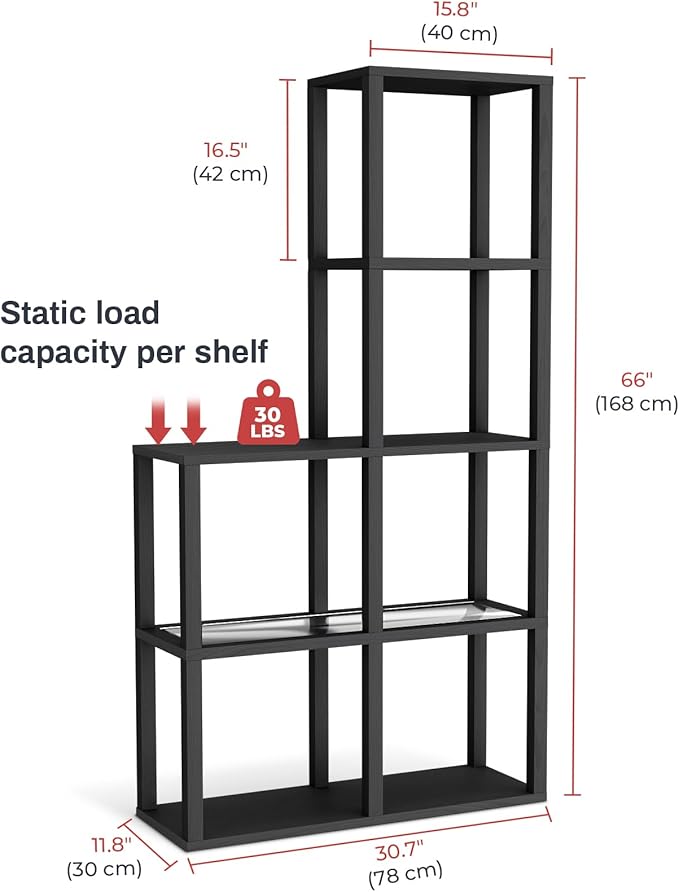 Display Shelf with LED Light Standing Floor Lamp with Glass Storage Shelves
