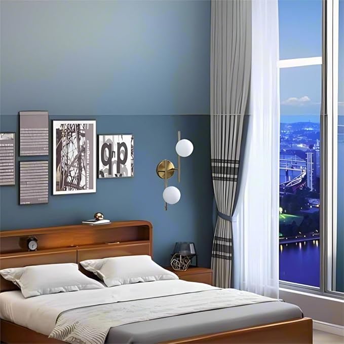 Modern Globe Wall Sconce 2 Light Bedroom Wall lamp Gold Wall Light Fixture