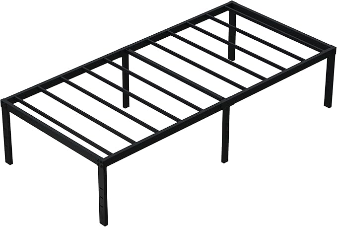 18 Inch Twin XL Bed Frame Heavy Duty No Box Spring Needed Metal Platform with Maximum Storage, Easy to Assembly, Noise Free, Black