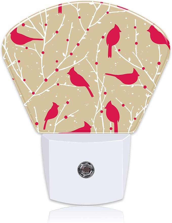 Christmas Red Cardinal Bird Night Light Plug into Wall, Christmas Night Light