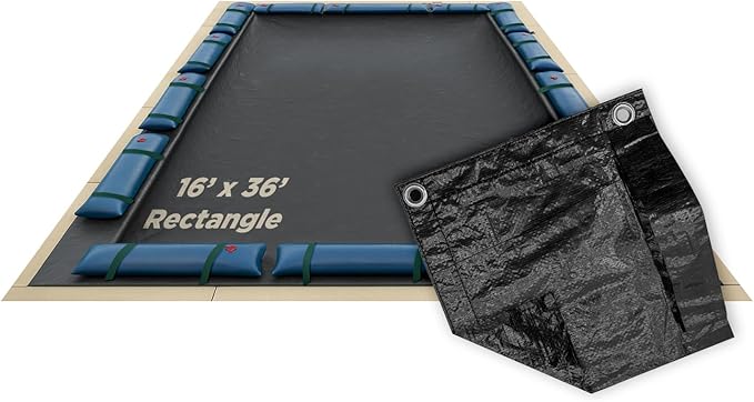 Buffalo Blizzard Economy 16 ft x 36 ft Rectangular Winter Pool Cover | Black/Blue | Closing Inground Swimming Pools | Easy to Install | Heavy Duty, Cold & UV Resistant | Shields from Seasonal Debris