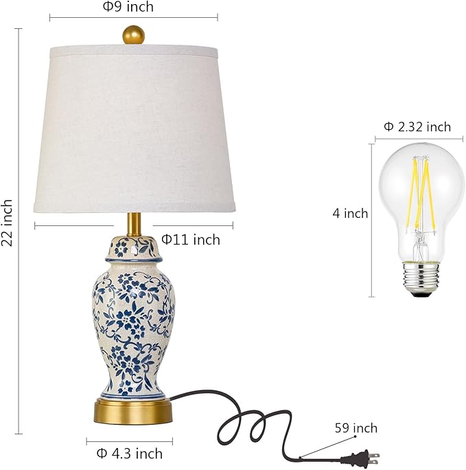 RORIANO Chinoiserie Ceramic Table Lamps Set of 2