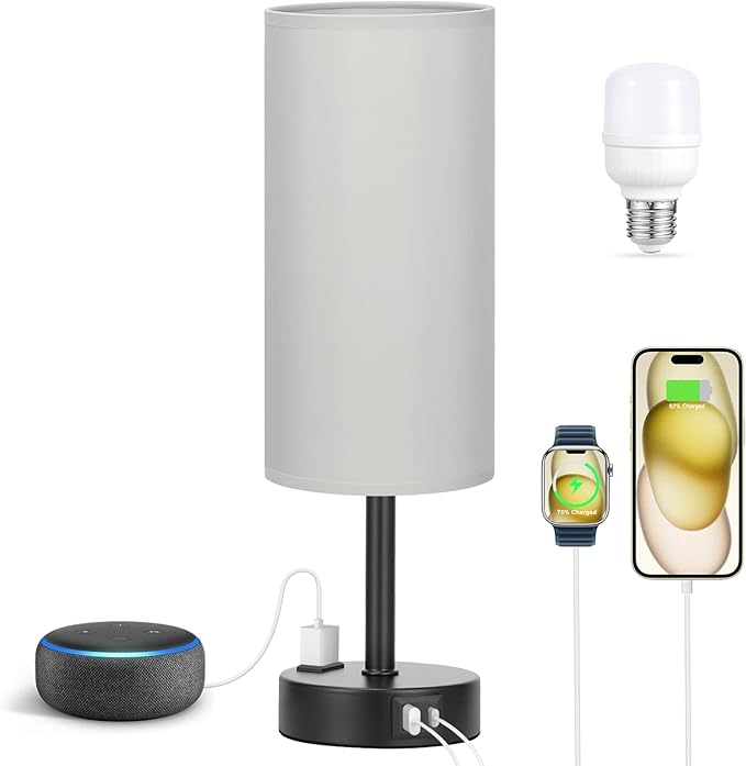 Fenmzee Grey Touch Bedside Lamp