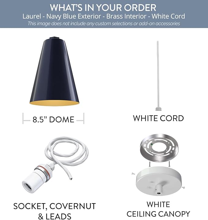 Steel Lighting Co. Laurel Pendant Light | Ceiling Mounted | 8.5 inch Cone Shade