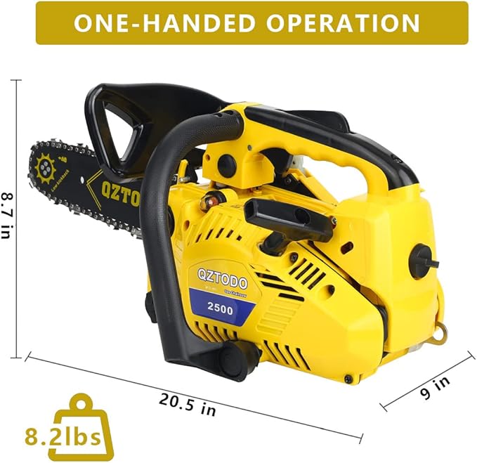 Top-Handle-Chainsaw-Gas-Powered - 12 Inch Chain Saws, Portable Little Saw Lightweight 25.4CC 2-Stroke for Trees Wood Cutting