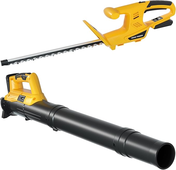 Houselife Cordless Hedge Trimmer and Leaf Blower Combo Compatible with Dewalt 20V Max Battery (Tool Only), 18'' Battery Powered Hedge Trimmers and Electric Leaf Blowers Lawn Care, Yard, Garden