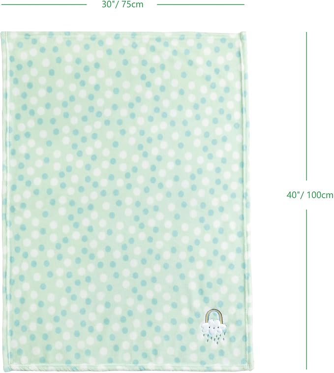 CREVENT 30"X40" Lightweight Fuzzy Fluffy Warm Plush Baby Blanket for Infant Toddler Newborn Unisex Crib Cot Stroller - Green Rainbow Unisex