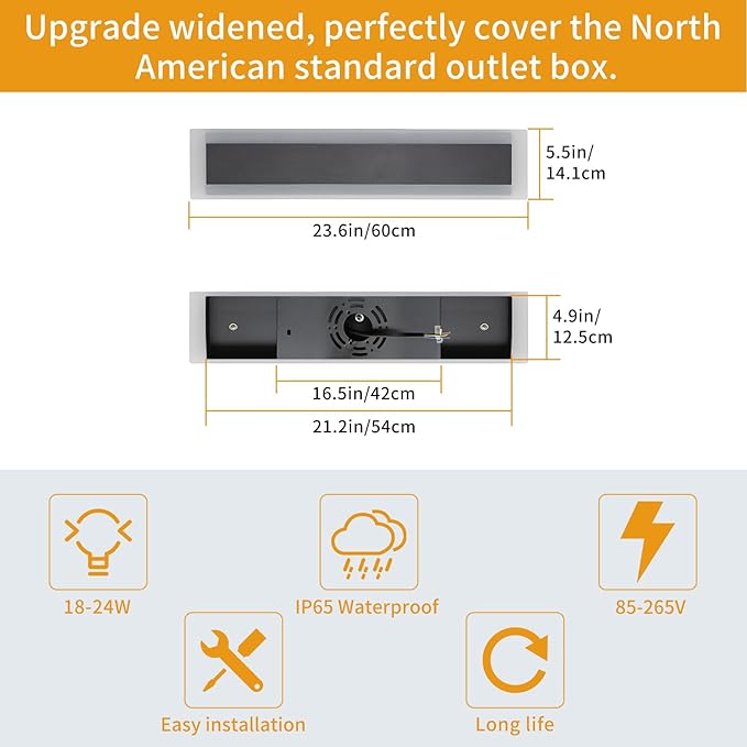 Upgrade Widened 2 Pack Modern Outdoor Wall Light Fixture, 23.6inch Long Linear