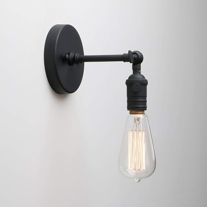 PERMO Vintage Industrial Pole Wall Mount Mini Single Sconce Metal Wall Sconces