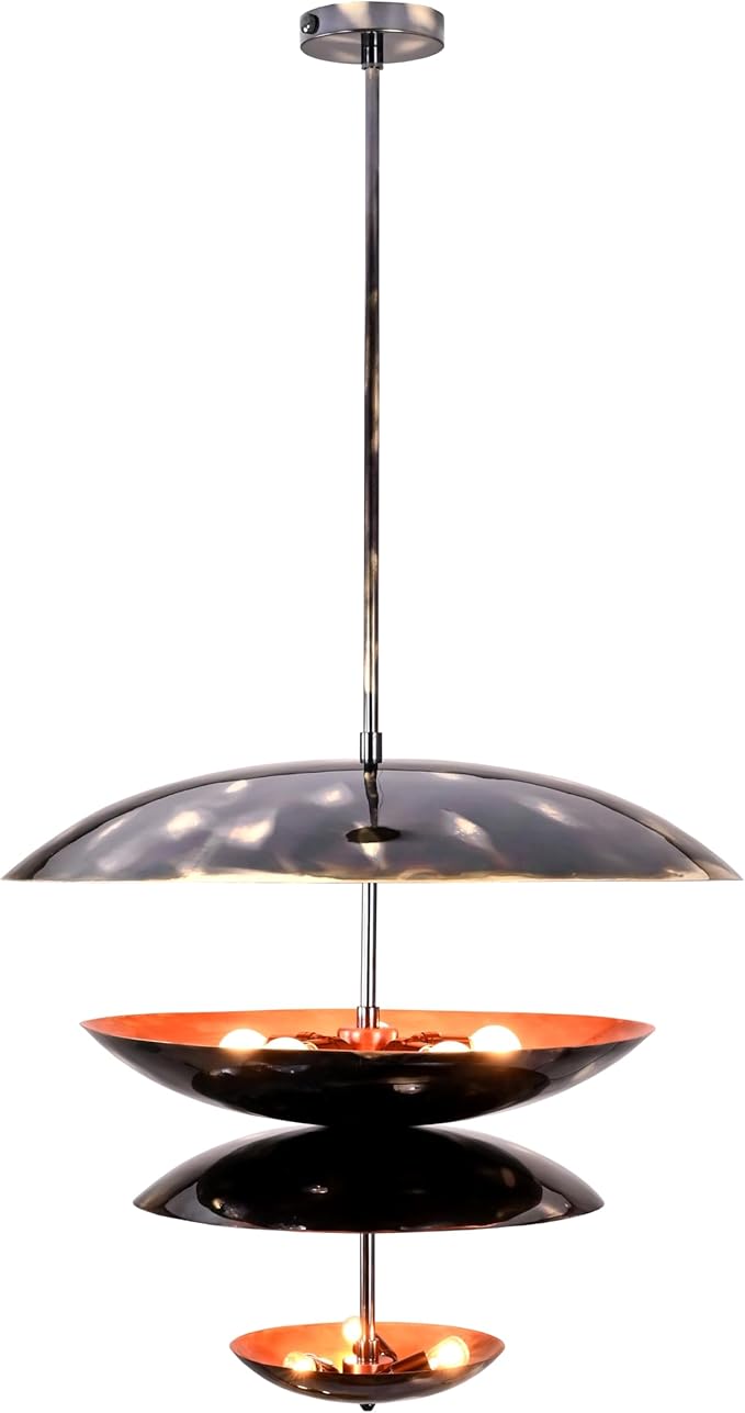 Layered Disc Design Customizable Chandelier in Solid Brass – Elegant Ceiling