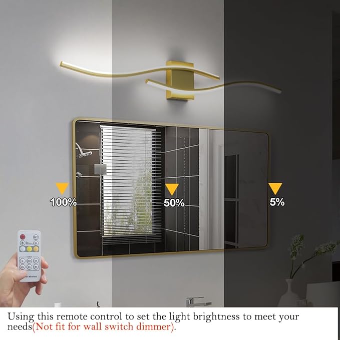 Modern Gold Bathroom Light Fixtures, LED Vanity Light