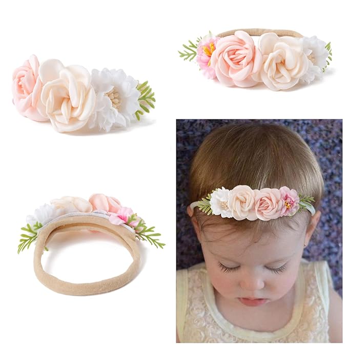 6pcs Baby Headbands Nweborn Flower Hair Bows for Girls-Infant Elastic Hair Band Bows Wraps Baby Headband Hair Accessories Gifts for Toddles