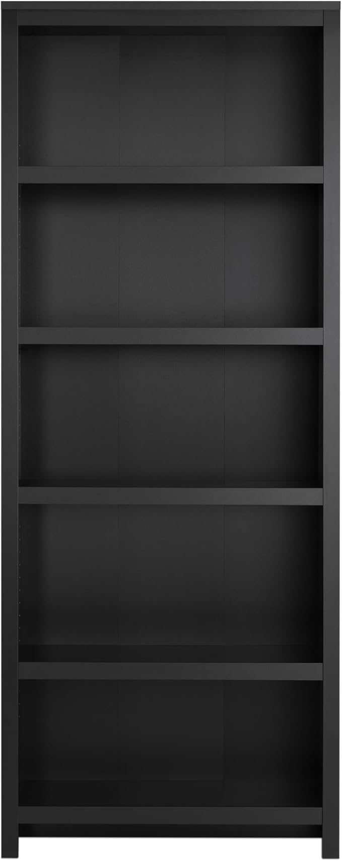 Prepac Moda 5-Tier Tall Wooden Bookcase, Black Storage Cabinet, Display Cabinet, Bookshelf with Storage Shelves 31.75" W x 80" H x 12" D for Home Office, Living Room, Bedroom Organizer