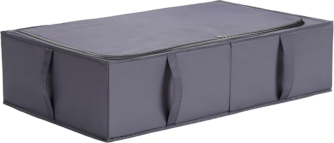 TYEERS Under Bed Storage Containers, Durable Fabric, Washable, Collapsible, Under Bed Storage Bins for Clothes, Blankets, Sheets, Shoes, 27.5x16.5x7 Inches, 1-Pack, Dark Grey