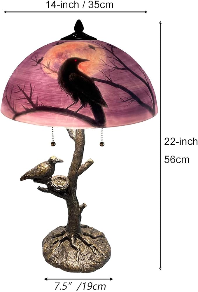 Bieye L13002 Ravens Sitting on Bare Tree Branch Against Full Moon Hand-Painted