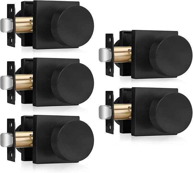 Haidms Matte Black Door Knobs Passage, Heavy Duty Square Matte Black Hall and
