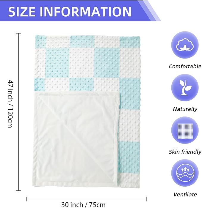 iEvolve Baby Nursery Bed Blankets Ultra Soft Double Layer Mini Blanket Minky Blanket Receiving Blankets Shower Gifts(Blue,30 * 47in)