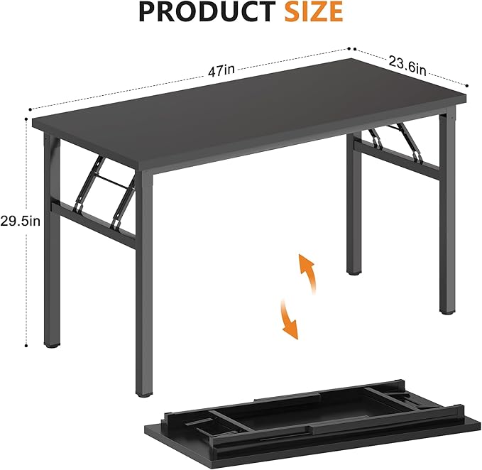 DlandHome 47 inches Folding Table Computer Desk Portable Activity Conference Table Home Office Desk, Fully Assembled Black DND-ND5-120BB