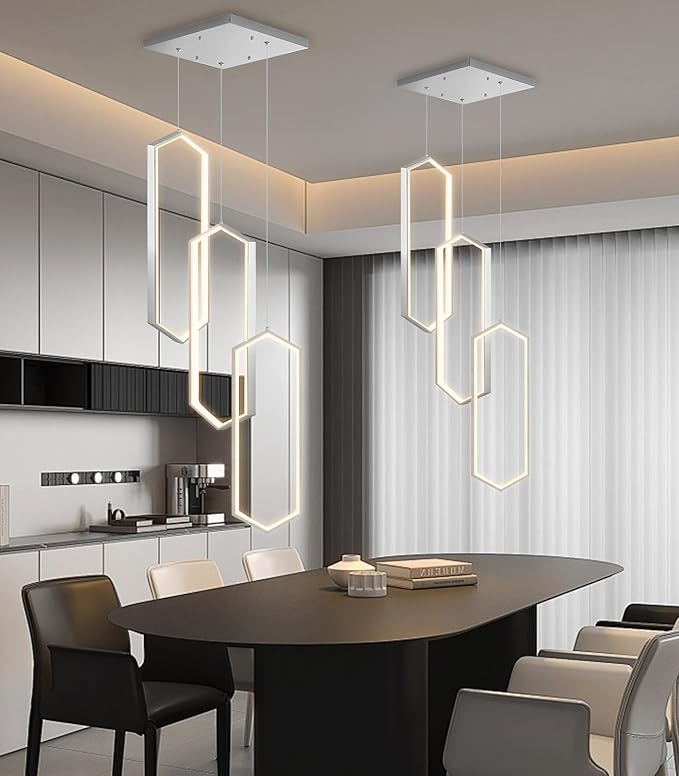 3-Rings Dimmable Pendant Lighting Adjust LED Chandelier Ceiling Light Fixtures
