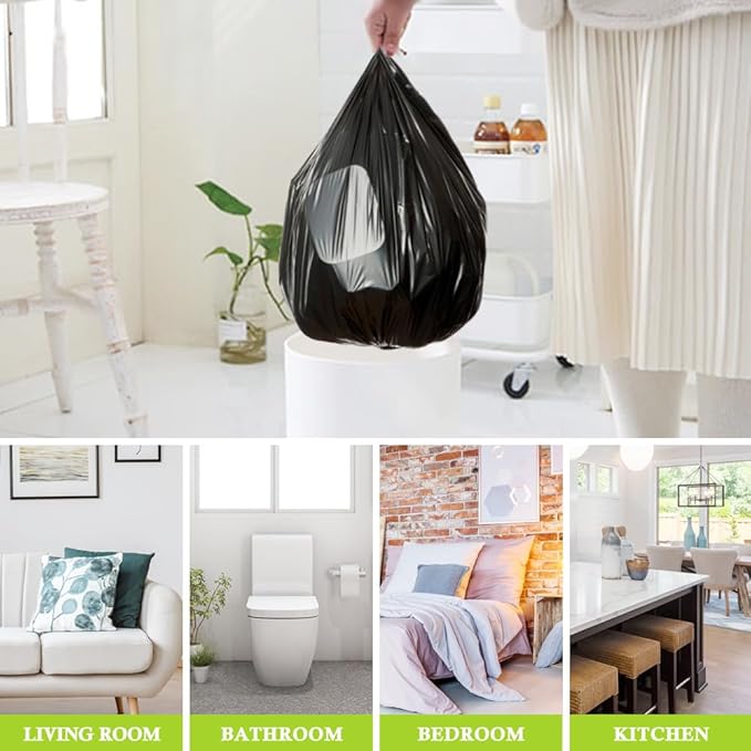 3 Gallon 120 Counts (fit 2.6-3.3 Gal) Small Trash Bags Garbage Bags by RayPard, 10-12 Liter Waste Basket Liner Fit 2.6,3.1,3.2,3.3 Gal Trash Can for Home Office Kitchen Bathroom Bedroom, Black