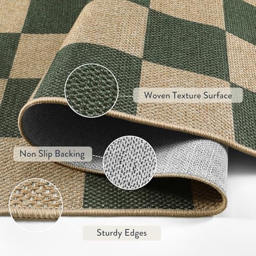Checkered Easy Jute Kitchen Runner Rug