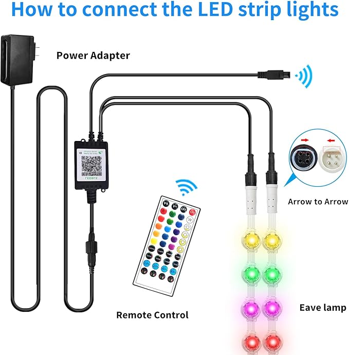 300ft Permanent Outdoor Lights, RGB Eave Lights, Music Sync IP67 Waterproof