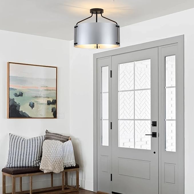Kitchen Lighting Fixtures Ceiling, Drum Bedroom Ceiling Lights, 3-Light Close