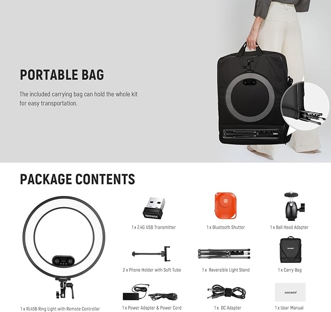 NEEWER 18 Inch Edge Lit Ring Light