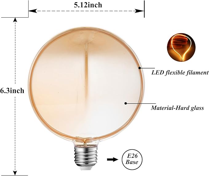 Decorative Light Bulb Unique Globe Bulb 40 Watt Equivalent, Dimmable Spiral