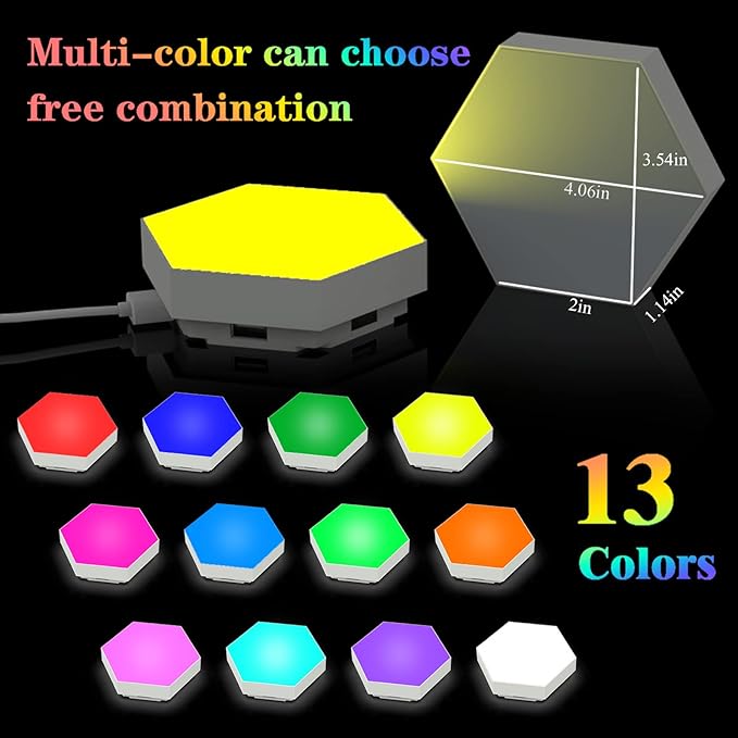 Hexagonal Wall Light Modular Touch Sensitive Lights Creative Geometry Assembly