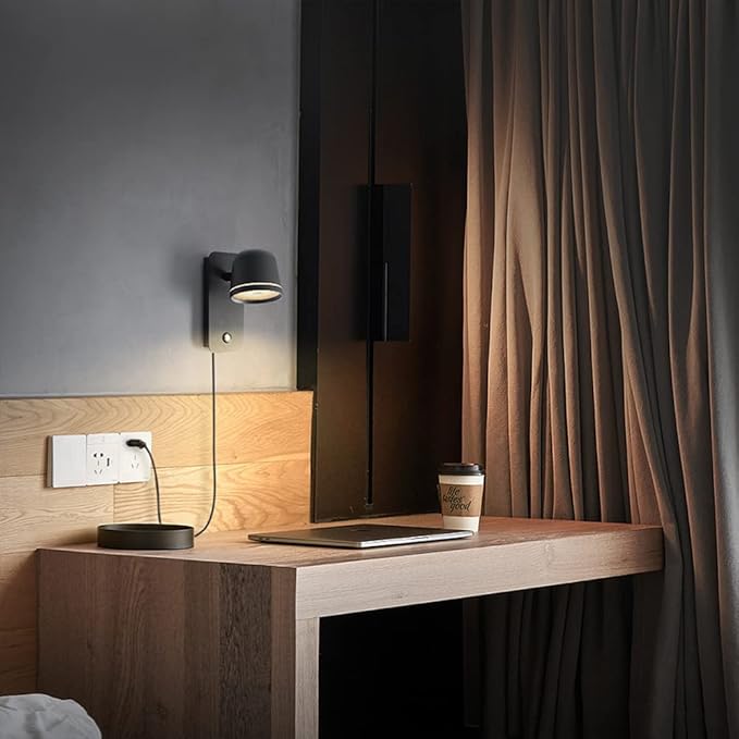 Aisilan Black Wall Sconce, 5W Dimmable Wall Sconces, Adjustable Angle Indoor