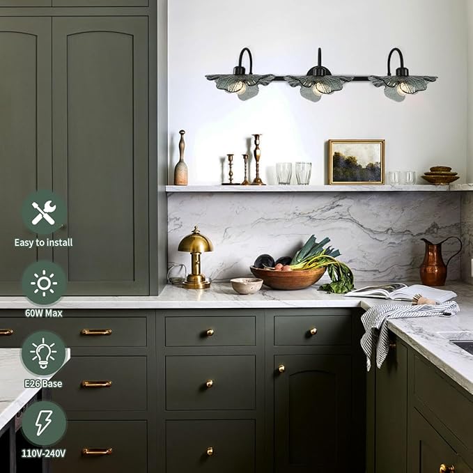 Black Bathroom Vanity Light mid Century Wall Sconce 3-Light Bathroom Wall Light