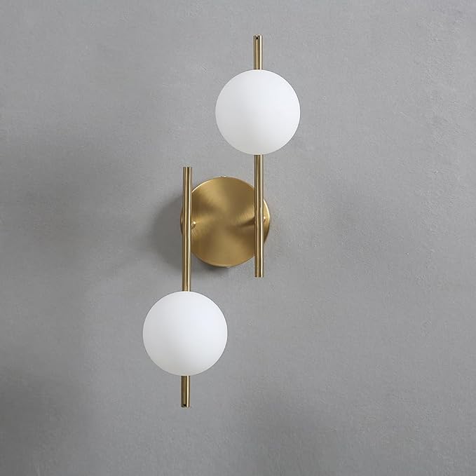 Modern Globe Wall Sconce 2 Light Bedroom Wall lamp Gold Wall Light Fixture
