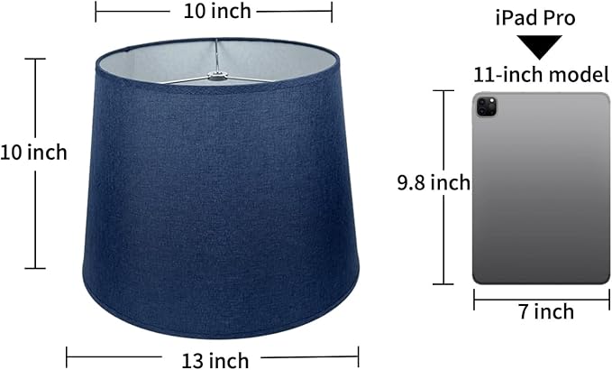Navy Blue Fabric Lampshade, No Assembly Required, Lamp Shade