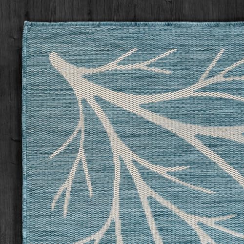 Washable Indoor Outdoor Rug 10x14 Modern Area Rugs Branch Pattern Non Shedding Waterproof Easy Clean Patio Deck Porch Living Room Bedroom Garden RV (140 Sq Ft)