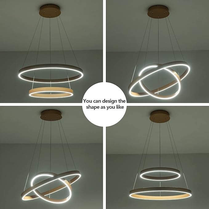 MADEM Modern LED Chandelier 2-Ring Circular Dimmable Pendant Light Contempoary