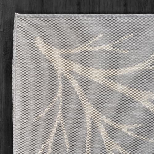 Washable Indoor Outdoor Rug 5x7 Modern Area Rugs Branch Pattern Non Shedding Waterproof Easy Clean Patio Deck Porch Living Room Bedroom Garden RV (35 Sq Ft)