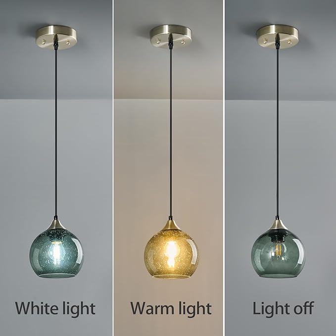 Gray Green Glass Pendant Lights Kitchen Island Lighting Globe Pendant Light