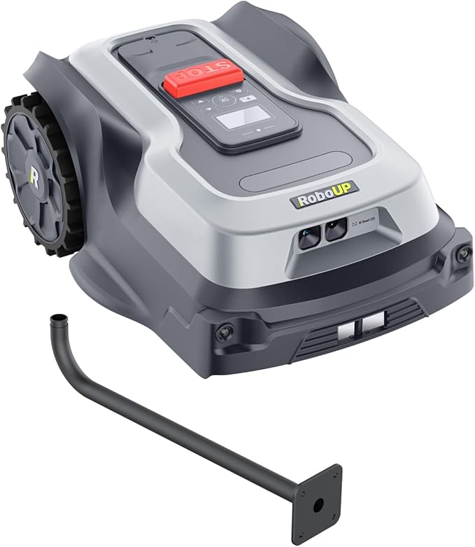 Robot Lawn Mower No Wire T1200Pro 2025 with L-Shape Wall Mount Rod, Automatic Robot Mower, Ride-on Edge Mowing, Multiple Zones Management, AI Obstacle Avoidance, for Lawn Up to 0.37 Acre