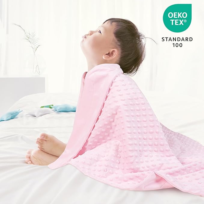 david's kids Micro Fleece Minky Baby Blanket for Girls with Double Layer and Soothing Raised Dots, 40x50 Inches Breathable and Soft Lightweight Receiving Blanket for Newborns, Pink
