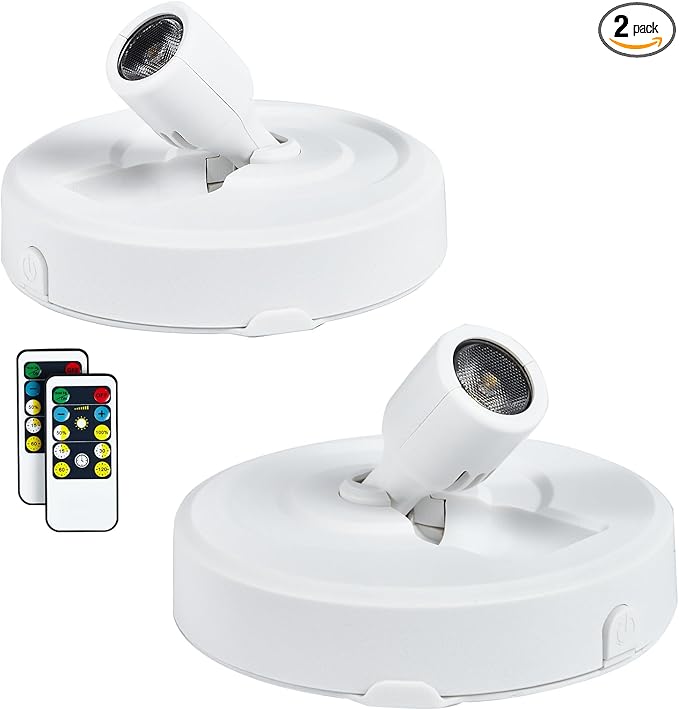 2-Pack LED Spot Light Indoor, Battery Operated Led Stick Up Lights